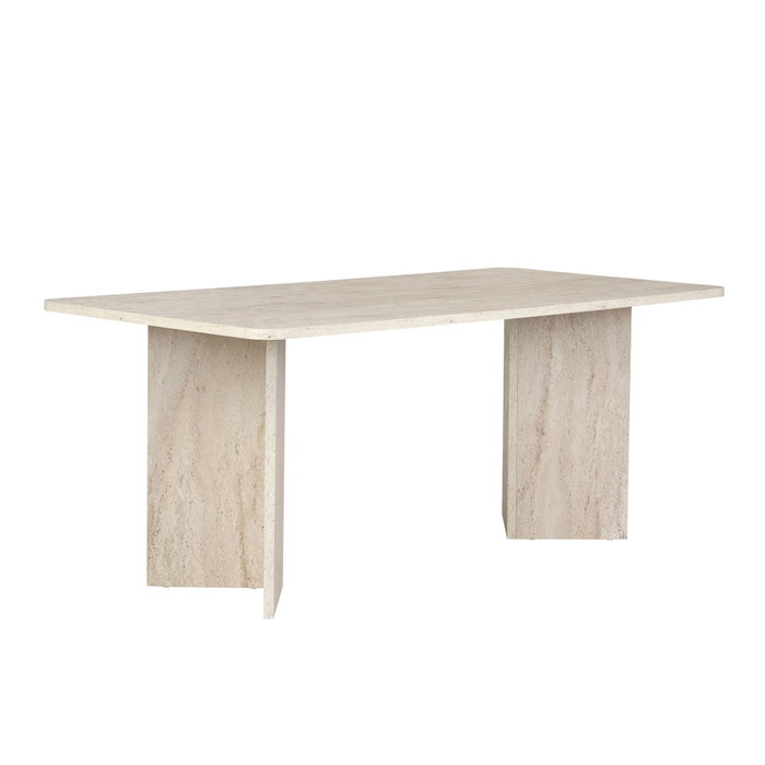 Hanah Home - Mesa de Comedor Travertino, 180x90x75 cm, Color Beige/Mármol, Tablero de Melamina, Capacidad 70 kg